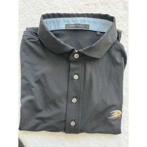 Greyson Golf‎ Polo Mens Large Black Short Sleeve Anaheim Ducks Embroidery Logo